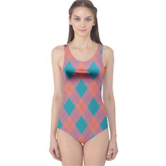 Plaid Pattern One Piece Swimsuit