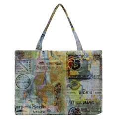 Old Newspaper And Gold Acryl Painting Collage Medium Zipper Tote Bag by EDDArt