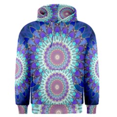 Power Flower Mandala   Blue Cyan Violet Men s Pullover Hoodie by EDDArt