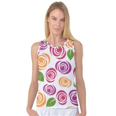 Colorful Seamless Floral Flowers Pattern Wallpaper Background Women s Basketball Tank Top