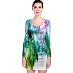 Colour Smoke Rainbow Color Design Long Sleeve Bodycon Dress by Amaryn4rt