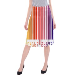 Colorful Gradient Barcode Midi Beach Skirt by Simbadda