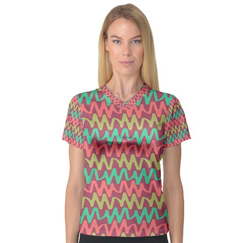 Abstract Seamless Abstract Background Pattern Women s V-neck Sport Mesh Tee by Simbadda