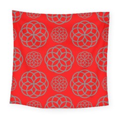 Geometric Circles Seamless Pattern On Red Background Square Tapestry (large) by Simbadda