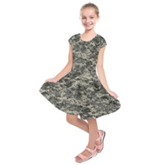 Us Army Digital Camouflage Pattern Kids  Short Sleeve Dress by Simbadda