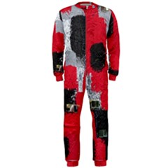 Red Black Gray Background Onepiece Jumpsuit (men) 