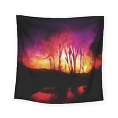 Fall Forest Background Square Tapestry (small) by Simbadda