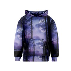 Moonlit A Forest At Night With A Full Moon Kids  Pullover Hoodie by Simbadda