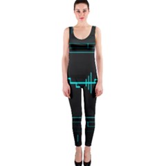 Blue Aqua Digital Art Circuitry Gray Black Artwork Abstract Geometry Onepiece Catsuit by Simbadda