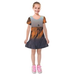 Rainbows Landscape Nature Kids  Short Sleeve Velvet Dress by Simbadda