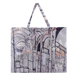 Cityscapes England London Europe United Kingdom Artwork Drawings Traditional Art Zipper Large Tote Bag by Simbadda