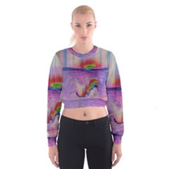 Glitch Art Abstract Women s Cropped Sweatshirt by Simbadda