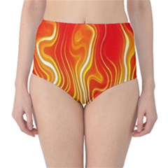 Fire Flames Abstract Background High-waist Bikini Bottoms by Simbadda