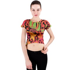 Floral Pattern Crew Neck Crop Top by Valentinaart