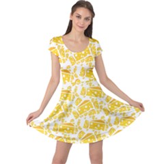 Yellow Cheese Pattern Cap Sleeve Dress