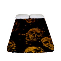 Sparkling Glitter Skulls Golden Fitted Sheet (full/ Double Size) by ImpressiveMoments