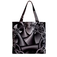 Grey Fractal Background With Chains Zipper Grocery Tote Bag by Simbadda