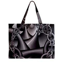 Grey Fractal Background With Chains Zipper Mini Tote Bag by Simbadda