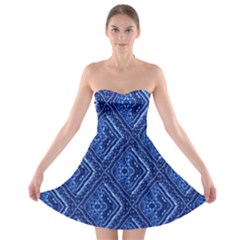 Blue Fractal Background Strapless Bra Top Dress