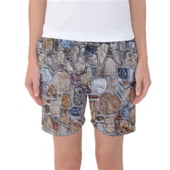 Multi Color Stones Wall Texture Women s Basketball Shorts by Simbadda