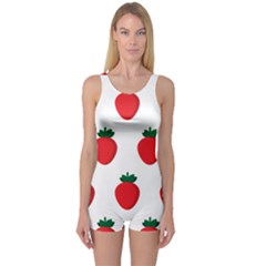 Fruit Strawberries Red Green One Piece Boyleg Swimsuit by Mariart