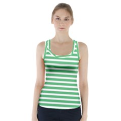 Horizontal Stripes Green Racer Back Sports Top