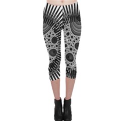 Fractal Background Black Manga Rays Capri Leggings 