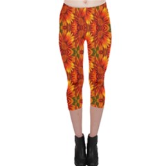 Background Flower Fractal Capri Leggings 