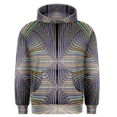 Color Fractal Symmetric Wave Lines Men s Zipper Hoodie by Simbadda