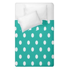 Polka Dots White Blue Duvet Cover Double Side (single Size)