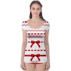 Ribbon Red Line Boyleg Leotard  by Mariart