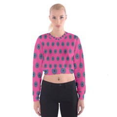 Polka Dot Circle Pink Purple Green Women s Cropped Sweatshirt by Mariart