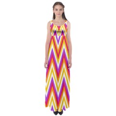 Colorful Chevrons Zigzag Pattern Seamless Empire Waist Maxi Dress by Simbadda