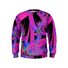 Fractal In Bright Pink And Blue Kids  Sweatshirt by Simbadda