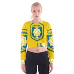 Jiangsu Suning F C  Women s Cropped Sweatshirt by Valentinaart