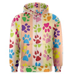 Colorful Animal Paw Prints Background Men s Zipper Hoodie by Simbadda