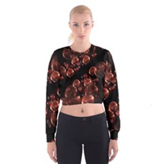 Fractal Chocolate Balls On Black Background Women s Cropped Sweatshirt by Simbadda