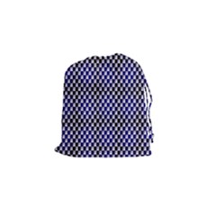 Squares Blue Background Drawstring Pouches (small)  by Simbadda