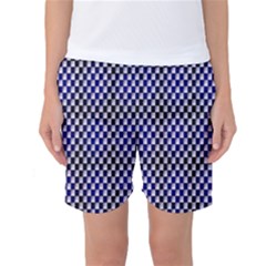 Squares Blue Background Women s Basketball Shorts by Simbadda