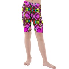 Colourful Abstract Background Design Pattern Kids  Mid Length Swim Shorts by Simbadda