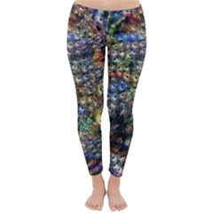 Multi Color Peacock Feathers Classic Winter Leggings