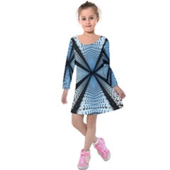 Dimension Metal Abstract Obtained Through Mirroring Kids  Long Sleeve Velvet Dress by Simbadda