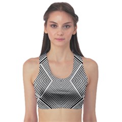 Black And White Line Abstract Sports Bra by Simbadda