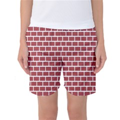 Brick Line Red White Women s Basketball Shorts by Mariart