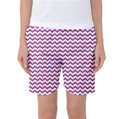 Chevron Wave Purple White Women s Basketball Shorts by Mariart