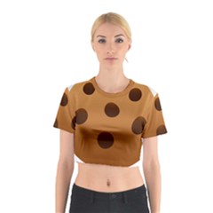 Cookie Chocolate Biscuit Brown Cotton Crop Top by Mariart