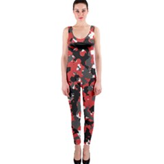 Bloodshot Camo Red Urban Initial Camouflage Onepiece Catsuit by Mariart