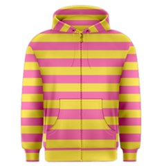 Horizontal Pink Yellow Line Men s Zipper Hoodie