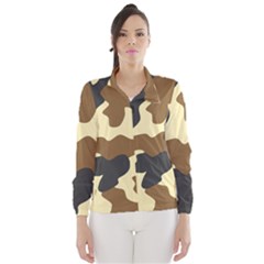 Initial Camouflage Camo Netting Brown Black Wind Breaker (women) by Mariart