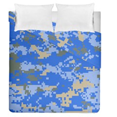 Oceanic Camouflage Blue Grey Map Duvet Cover Double Side (queen Size) by Mariart